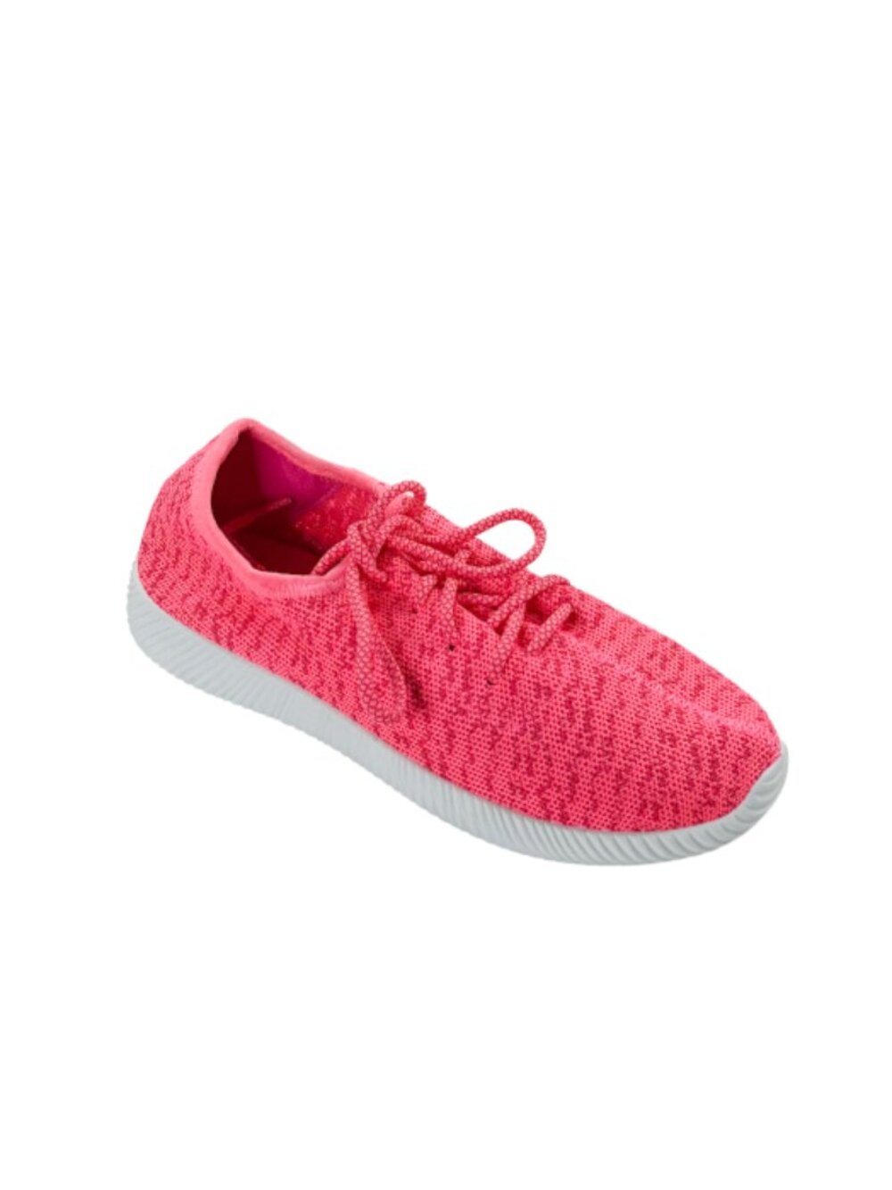 Qupid Nacara-02 Women’s Neon Pink Knit Lace-Up Athletic Sneakers